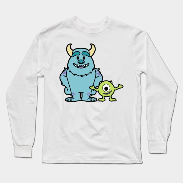 James and Mike Monster Inc Chibi Duo Long Sleeve T-Shirt by bonekaduduk